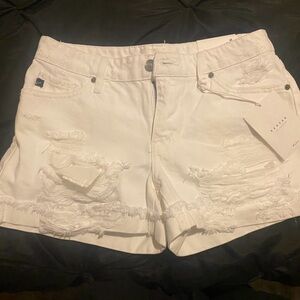 White Distressed Women's Shorts